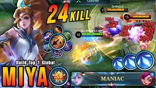 24 Kills + MANIAC Miya Crazy Attack Speed with Brutal Damage - Build Top 1 Global Miya  MLBB