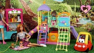 Barbie Doll Family LOL Surprise Play Date in The Playground