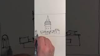 Sketch of the GALATA TOWER in IstanbulTurkey #shorts #galatatower #istanbul #sketch #turkey #qanun