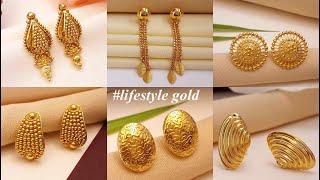 Stud Gold Earrings Designs with Price and WeightGold Studs Designslifestyle jewellery collection