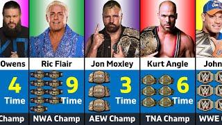 Wrestlers With the Most World Titles in Every Promotion  WWE AEW TNA NJPW ROH...