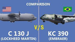 Comparison of the Embraer KC-390 Vs the Lockheed Martin C-130J cargo plane.