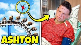 Ashton fell off the roller coaster then.. Ninja Kidz TV