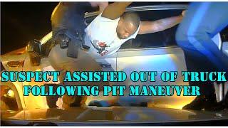 Pursuit ends in Arkansas State Police PIT  TVI Maneuver - Driver is assisted out of his GMC Sierra