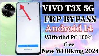 VIVO T3x 5G FRP BYPASS  Android 14 Without PC New method 2024 working 100%