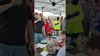 Meat pie eating contest at fireworks over Buhlow city of Pineville part 2
