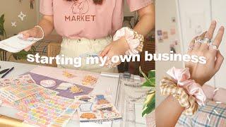starting my own business  preparing for shop launch designing stickers scrunchies jewelry art