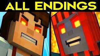 Minecraft Story Mode Season 2 Episode 5 ALL ENDINGS Bad Ending 1 + Good Ending 2 + SECRET ENDING