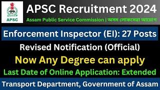 APSC Enforcement Inspector 2024 Revised Notification