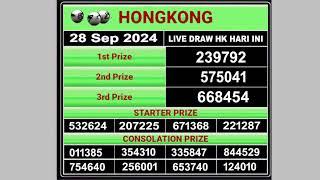 Hongkong Live draw result 28.09.2024  Live Draw HK