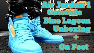 AIR JORDAN 1 GATORADE BLUE LAGOON UNBOXING AND ON FEET