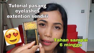 Tutorial pasang eyelashes extention sendiri  DIY  How to apply eyelashes extention