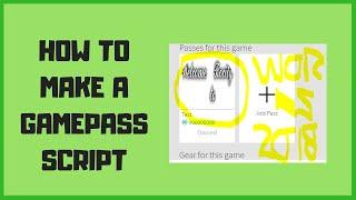 ROBLOX Tutorial  How to make A Working gamepass script