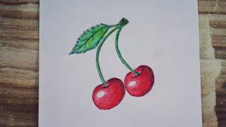 GERÇEKÇİ ÇOK KOLAY KİRAZ ÇİZİMİ   HOW TO DRAW CHERRY @sebnem_yucel_drawing_academy