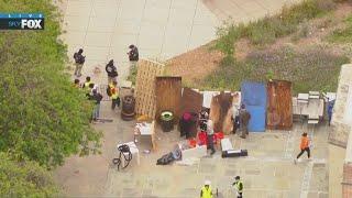 Protesters barricade area near UCLA building