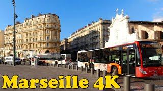 Marseille France Walking tour 4K. Le Vieux Port and Le Panier.