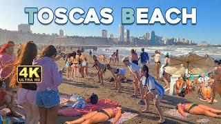 4K - Beach Walk TOSCAS BEACH MAR DEL PLATA Summer 2023