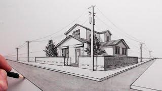 How to Draw a House in 2-Point Perspective Step by Step Nobitas House