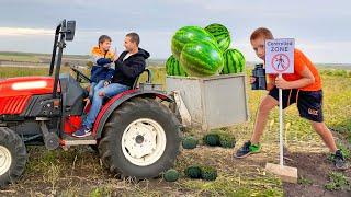 Damian and Darius Family Fun Stories for Kids with Tractors mud Challenge - Video Compilation