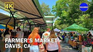 Saturday Morning in Davis  Binaural Audio    Farmers Market  California  4K - Walking Tour