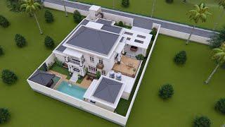 Desain Rumah dilahan 25x35 m ada Kolam Renag Gazebo Rooftop  Owner  Pak Ari - Palembang Sumsel
