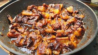 Pork Belly Burnt Ends in Spicy Asain Siracha Glaze  One-Hour Recipe #recipe #porkbelly #easyrecipe