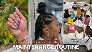 MAINTENANCE VLOG  Chrome Nails + Knotless Braids + Waxing at Home More  Vacation Prep