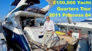 £150000 Yacht Quarters Tour  2011 Princess 64