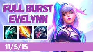 *BURST* EVELYNN JUNGLE Best Build & Runes  SEASON 11  League of Legends Diamond Gameplay