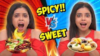 24 HOURS  SWEET VS SPICY  FOOD CHALLENGE   Ramen MOMO Mochi Sandwich  Wonder Munna Unplugged