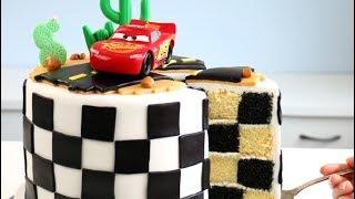 CARS 3 CAKE with CHECKERED Flag INSIDE