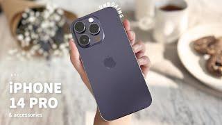iPhone 14 Pro Deep Purple Unboxing  aesthetic setup & accessories  camera test & comparison