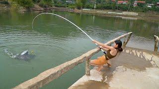 Girl Fishing  Beautiful Girl Fishing Big At Great Place