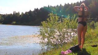 Solo beauty camping by the lake  Swimming in the lake  outdoor cooking  ASMR nature sounds