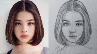 How to draw a face for beginners  draw a girls face from front #arttips #drawingtutorial #drawing