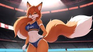 AI FURRY ART anthro furry fox cheerleader female