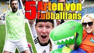 5 Arten von Fussballfans - Fangirl Profi Trottel im Stadion beim Spiel Spiel mit mir