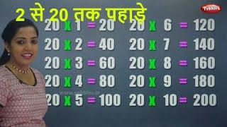 Hindi Tables 2 to 20  2-20 के पहाड़े  Multiplication Tables Hindi  Learning Video  Pebbles Hindi