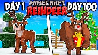 I Survived 100 Days as a REINDEER in Minecraft