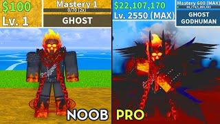 Beating Blox Fruits as Ghost Man Ghost Noob to Pro Lvl 1 to Max Lvl Full Ghoul v4 Awakening