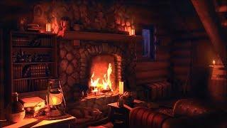 Wood Cabin Ambience  Heavy Blizzard Sounds for Sleep Relaxation & Study with Fireplace Sounds