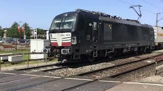 Intermodal Container Train with black MRCE Vectron Locomotive at Venlo the Netherlands 26.5.2023