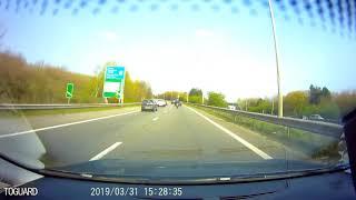 Van joins motorway from exit Almost stopping on a live lane.