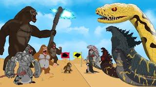 ALL Family GODZILLA vs KONG Battle Evolve The PYTHONS SHAPE - FUNNY CARTOON