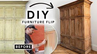 DIY FURNITURE FLIP  Painting Cabinet To Look OLD & ANTIQUE Super Easy & Affordable