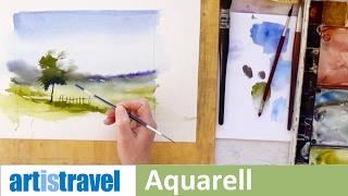 Einfache Landschaft malen  Ganz einfach aquarellieren lernen 4
