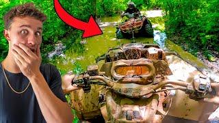 Taking my Best Friend Mudding *HE GOT STUCK*