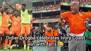 Didier Drogba celebrates as his country Ivory Coast through to the finals