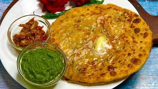 Dhaba Style Aloo Ka Paratha With Green Garlic  Chutney  Aloo Ka Paratha  Winter Breakfast Recipe