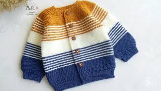 Easy Kids Sweater PatternFull Pattern Baby CardiganSubtitles #knit #knittingpattern #knitting